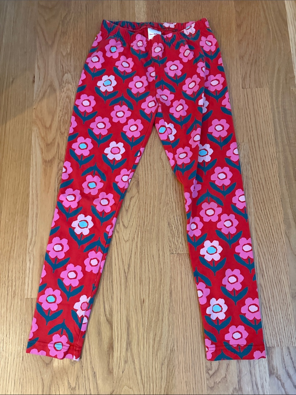 Hanna Andersson Red Leggings with Pink Floral Print